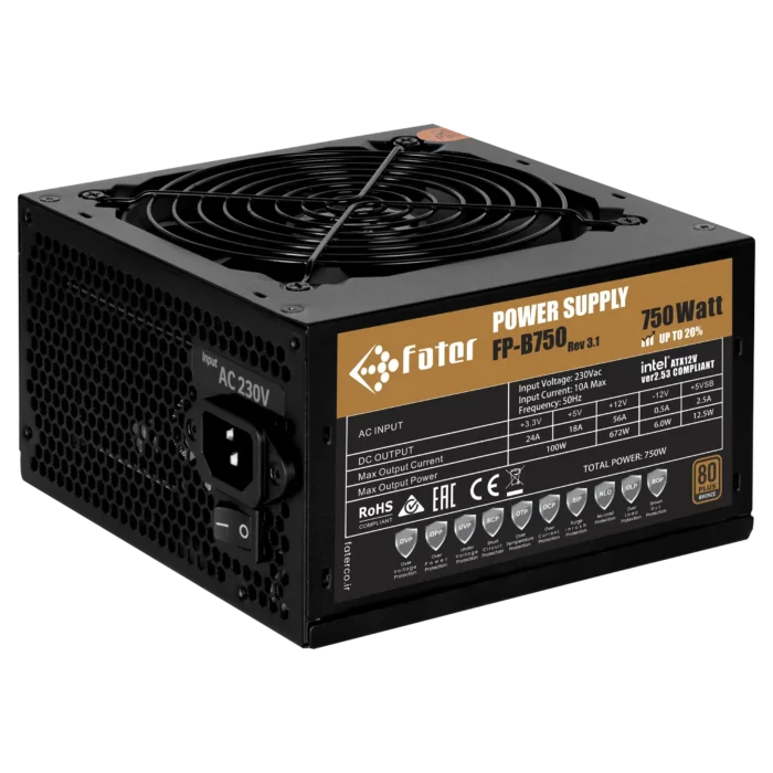 پاور کامپیوتر 750 وات فاطر مدل Fater FP-B750 80+ Bronze